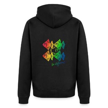 Be different - Pisces - swimming against the tide - Unisex Premium Organic Zip Hoodie - black - Back - Nico (187cm)