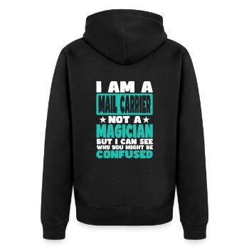 Mail Carrier - Unisex Premium Organic Zip Hoodie - black - Back - Nico (187cm)