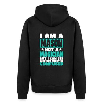 Maurer - Unisex Premium Bio Zip Hoodie - Schwarz - Hinten - Nico (187cm)