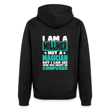 Milliner - Unisex Premium Organic Zip Hoodie - black - Back - Nico (187cm)