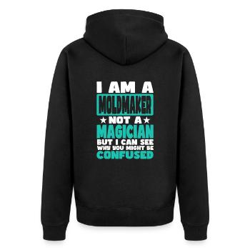 Moldmaker - Unisex Premium Organic Zip Hoodie - black - Back - Nico (187cm)