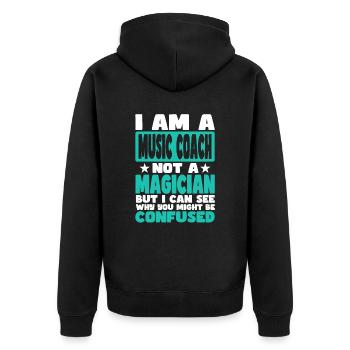 Music Coach - Unisex Premium Organic Zip Hoodie - black - Back - Nico (187cm)