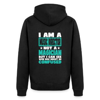 Musikalische Leitung - Unisex Premium Bio Zip Hoodie - Schwarz - Hinten - Nico (187cm)