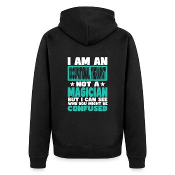Ergotherapeut - Unisex Premium Bio Zip Hoodie - Schwarz - Hinten - Nico (187cm)