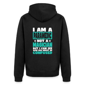 Paramedic - Unisex Premium Organic Zip Hoodie - black - Back - Nico (187cm)