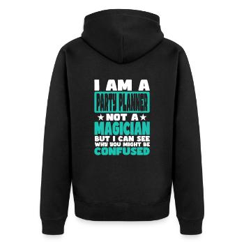 Organisateur de fêtes - Veste à capuche bio Premium Unisexe - noir - Dos - Nico (187cm)