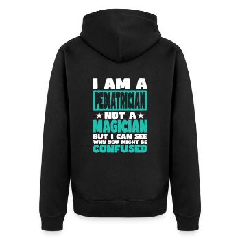 Pediatrician - Unisex Premium Organic Zip Hoodie - black - Back - Nico (187cm)