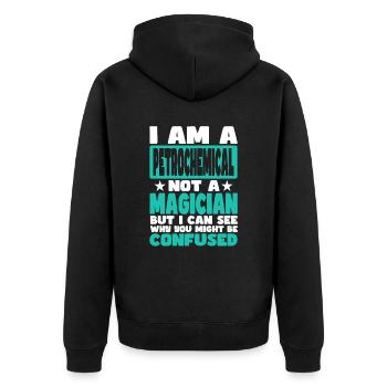 Petrochemical - Unisex Premium Organic Zip Hoodie - black - Back - Nico (187cm)
