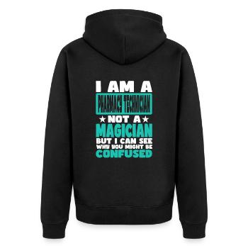 Pharmacy Technician - Unisex Premium Organic Zip Hoodie - black - Back - Nico (187cm)