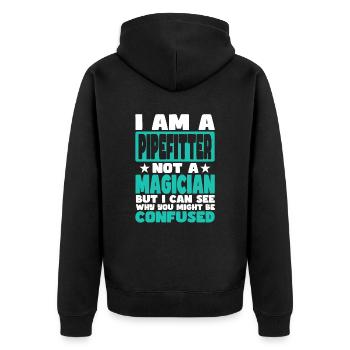 Pipefitter - Unisex Premium Organic Zip Hoodie - black - Back - Nico (187cm)