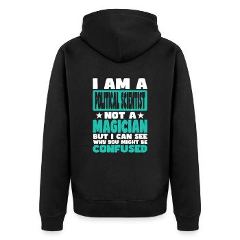 Political Scientist - Unisex Premium Organic Zip Hoodie - black - Back - Nico (187cm)