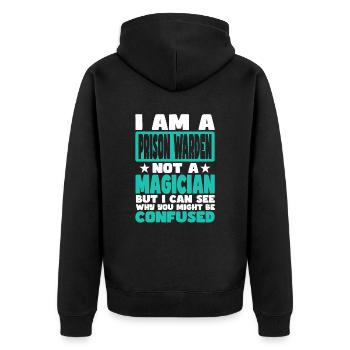 Prison Warden - Unisex Premium Organic Zip Hoodie - black - Back - Nico (187cm)