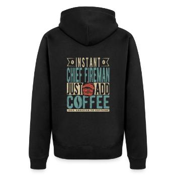 Pompier en chef instantané Il suffit d’ajouter du café - Veste à capuche bio Premium Unisexe - noir - Dos - Nico (187cm)
