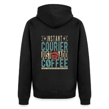 Instant Courier Just Add Coffee - Unisex Premium Organic Zip Hoodie - black - Back - Nico (187cm)