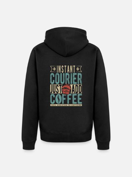 Instant Courier Just Add Coffee - Unisex Premium Organic Zip Hoodie - black