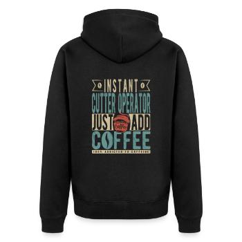 L’opérateur de coupeur instantané ajoute simplement du café - Veste à capuche bio Premium Unisexe - noir - Dos - Nico (187cm)