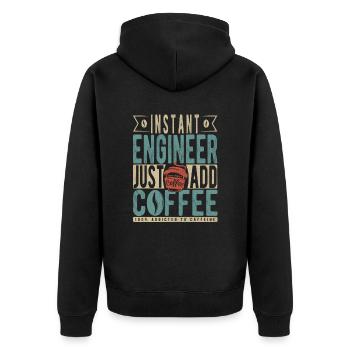 Instant Engineer Just Add Coffee - Unisex Premium Organic Zip Hoodie - black - Back - Nico (187cm)