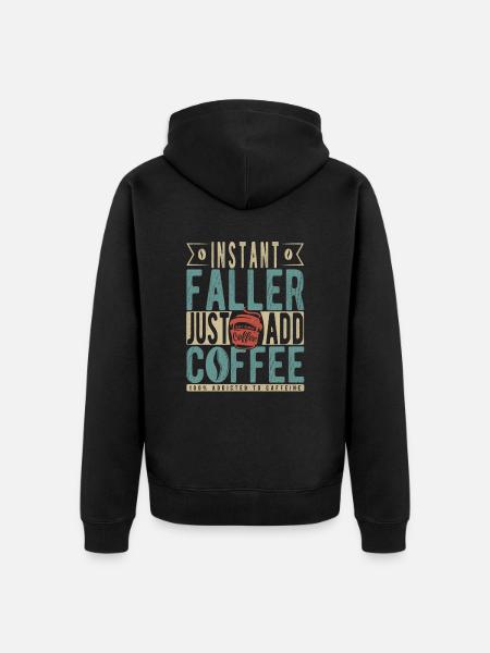 Instant Faller Just Add Coffee - Unisex Premium Organic Zip Hoodie - black