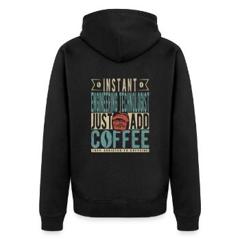 Instant Engineering Technologist Fügen Sie einfach Kaffee hinzu - Unisex Premium Bio Zip Hoodie - Schwarz - Hinten - Nico (187cm)