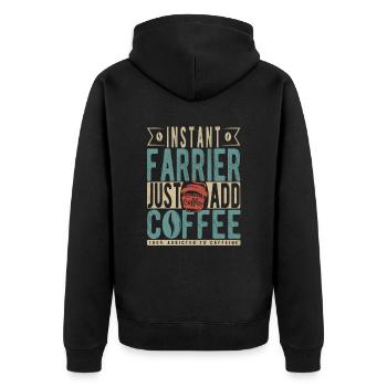 Instant-Hufschmied einfach Kaffee hinzufügen - Unisex Premium Bio Zip Hoodie - Schwarz - Hinten - Nico (187cm)