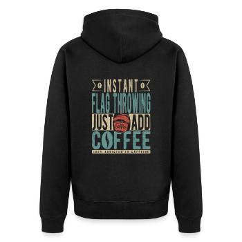 Sofortiges Fahnenwerfen Fügen Sie einfach Kaffee hinzu - Unisex Premium Bio Zip Hoodie - Schwarz - Hinten - Nico (187cm)