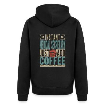 Secrétaire médicale instantanée Il suffit d’ajouter du café - Veste à capuche bio Premium Unisexe - noir - Dos - Nico (187cm)