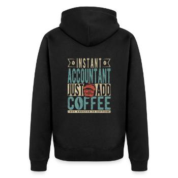 Comptable instantané Il suffit d’ajouter du café - Veste à capuche bio Premium Unisexe - noir - Dos - Nico (187cm)