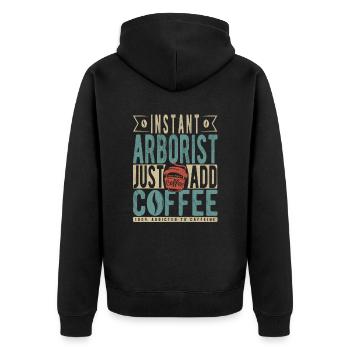 Instant-Baumpfleger Fügen Sie einfach Kaffee hinzu - Unisex Premium Bio Zip Hoodie - Schwarz - Hinten - Nico (187cm)