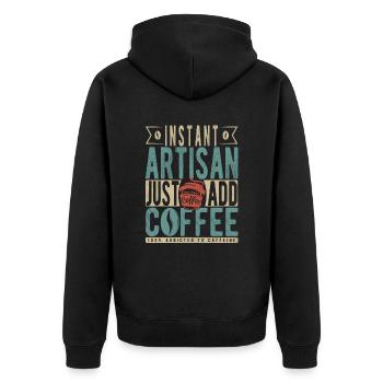 Instant Artisan Just Add Coffee - Unisex Premium Organic Zip Hoodie - black - Back - Nico (187cm)