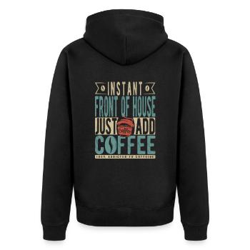 Devant la maison instantanée il suffit d’ajouter du café - Veste à capuche bio Premium Unisexe - noir - Dos - Nico (187cm)