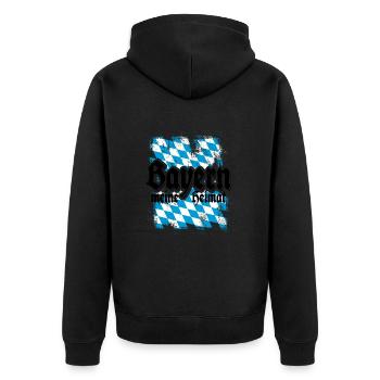 Servus - Gruß aus Bayern - meine Heimat - Unisex Premium Bio Zip Hoodie - Schwarz - Hinten - Nico (187cm)