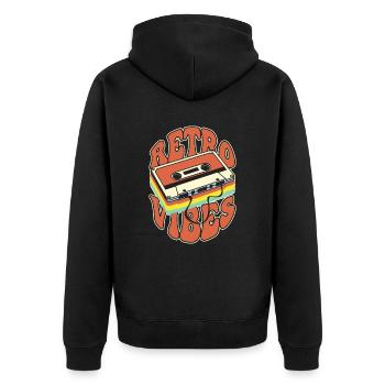 Retro Vibes Kassette Kassette Nostalgie - Unisex Premium Bio Zip Hoodie - Schwarz - Hinten - Nico (187cm)