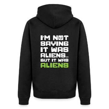 Ancient Astronaut Theorist Alien Believer - Unisex Premium Organic Zip Hoodie - black - Back - Nico (187cm)