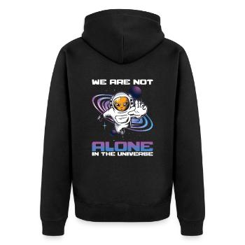We Are Not Alone Astronaut Theorist Believer Alien - Unisex Premium Organic Zip Hoodie - black - Back - Nico (187cm)