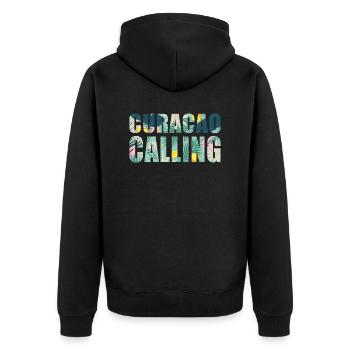 Curaçao appelle les vibrations tropicales - Veste à capuche bio Premium Unisexe - noir - Dos - Nico (187cm)