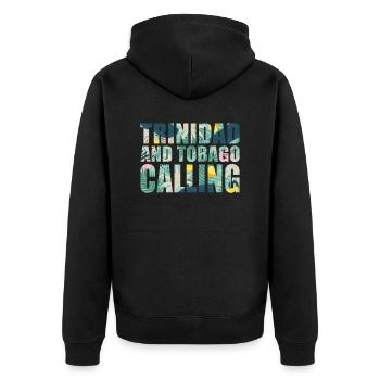 Trinidad und Tobago Souvenir Urlaub - Unisex Premium Bio Zip Hoodie - Schwarz - Hinten - Nico (187cm)