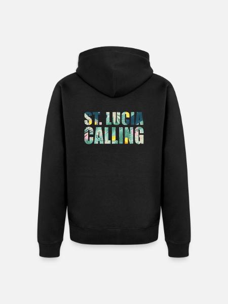 St Lucia Souvenir Vacation - Unisex Premium Organic Zip Hoodie - black