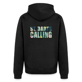 Saint-Barthélemy appelle l’évasion tropicale - Veste à capuche bio Premium Unisexe - noir - Dos - Nico (187cm)
