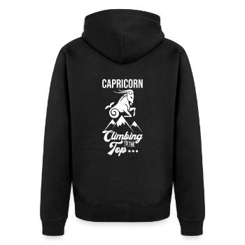 Steinbock Sternzeichen Inspirierendes Zitat - Unisex Premium Bio Zip Hoodie - Schwarz - Hinten - Nico (187cm)