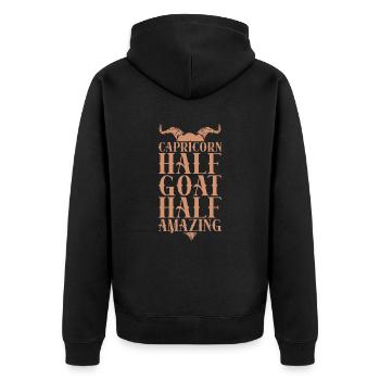 Steinbock halb Ziege halb erstaunlich Steinbock Sternzeichen - Unisex Premium Bio Zip Hoodie - Schwarz - Hinten - Nico (187cm)
