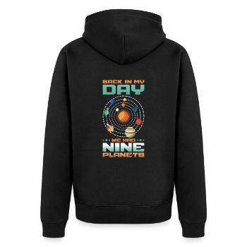 Back In My Day Stargazing Nine Planets - Unisex Premium Organic Zip Hoodie - black - Back - Nico (187cm)
