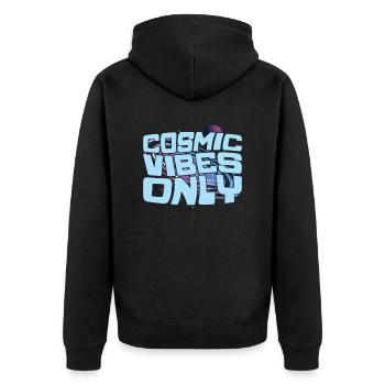 Cosmic Vibes Nur Sternenbeobachtungsnacht - Unisex Premium Bio Zip Hoodie - Schwarz - Hinten - Nico (187cm)