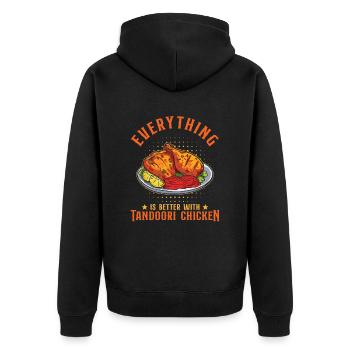 Tout est meilleur avec le poulet tandoori - Veste à capuche bio Premium Unisexe - noir - Dos - Nico (187cm)
