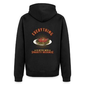 Everything Is Better With Spaghetti Bolognese - Unisex Premium Organic Zip Hoodie - black - Back - Nico (187cm)