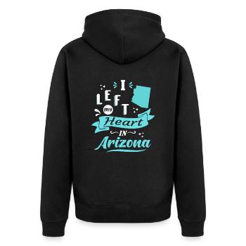 Arizona Souvenir Liebe - Unisex Premium Bio Zip Hoodie - Schwarz - Hinten - Nico (187cm)