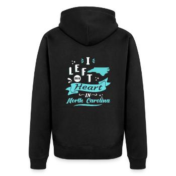 North Carolina Souvenir Liebe - Unisex Premium Bio Zip Hoodie - Schwarz - Hinten - Nico (187cm)