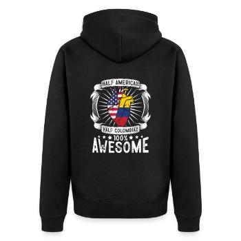 Colombie États-Unis Drapeau - Moitié Américain Moitié Colombien - Veste à capuche bio Premium Unisexe - noir - Dos - Nico (187cm)