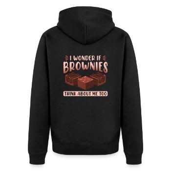Brownies Bäckerei Schokolade Backen Bäcker Gebäck - Unisex Premium Bio Zip Hoodie - Schwarz - Hinten - Nico (187cm)