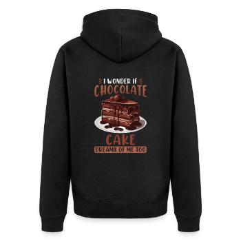 Gâteau au chocolat Boulanger Boulangerie Pâtisserie Dessert Bonbons - Veste à capuche bio Premium Unisexe - noir - Dos - Nico (187cm)