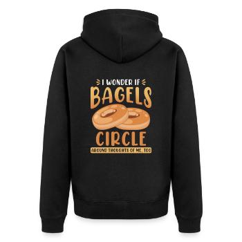 Bagels - Unisex Premium Bio Zip Hoodie - Schwarz - Hinten - Nico (187cm)